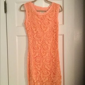 BLVD lace overlay coral dress Size S